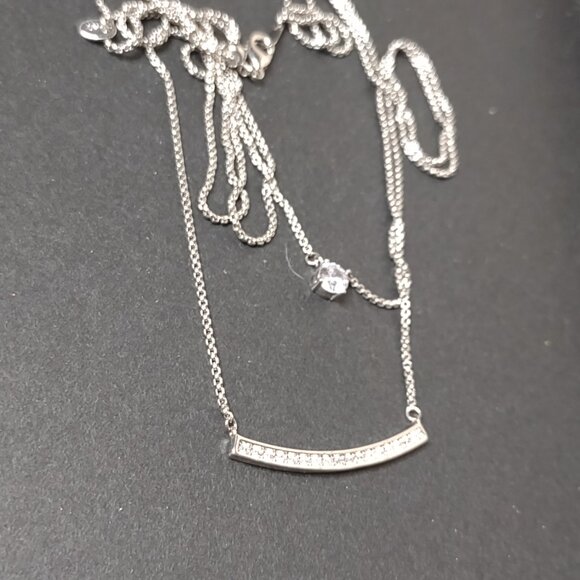 17.5 Inch 2 Layer Silver Tone JNY Necklace - Picture 11 of 11